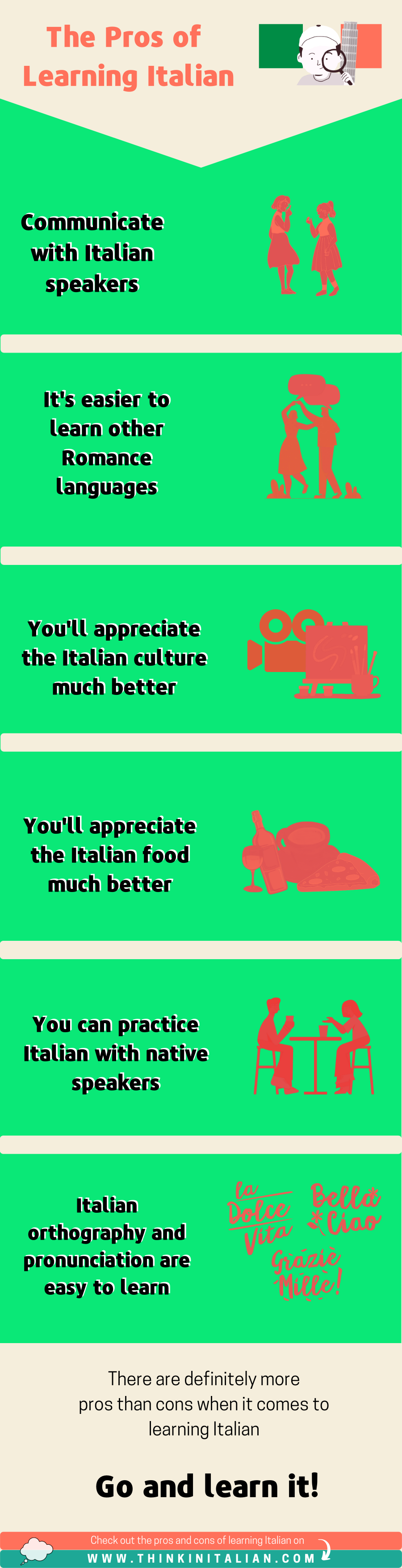 pros and cons of learning italian