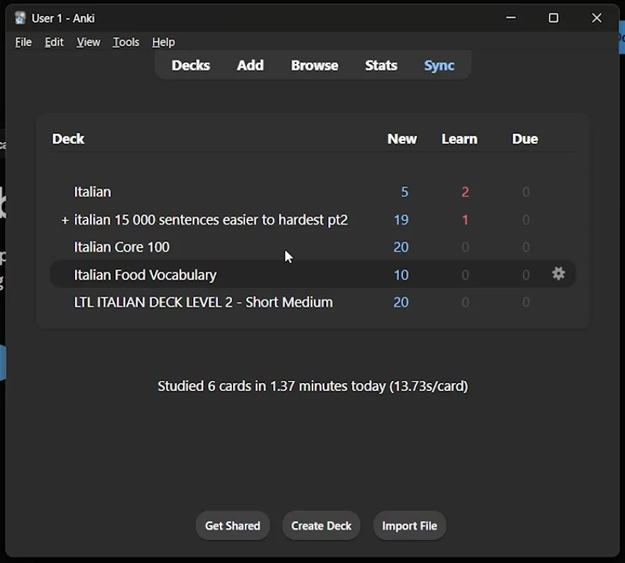 Anki flashcard interface