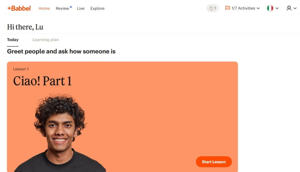 babbel italian review mainpage