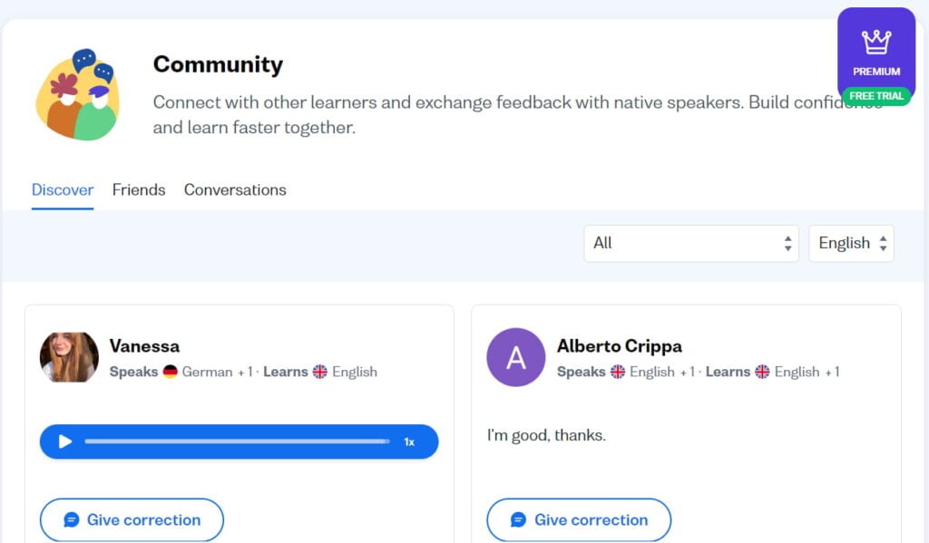 busuu italian review community