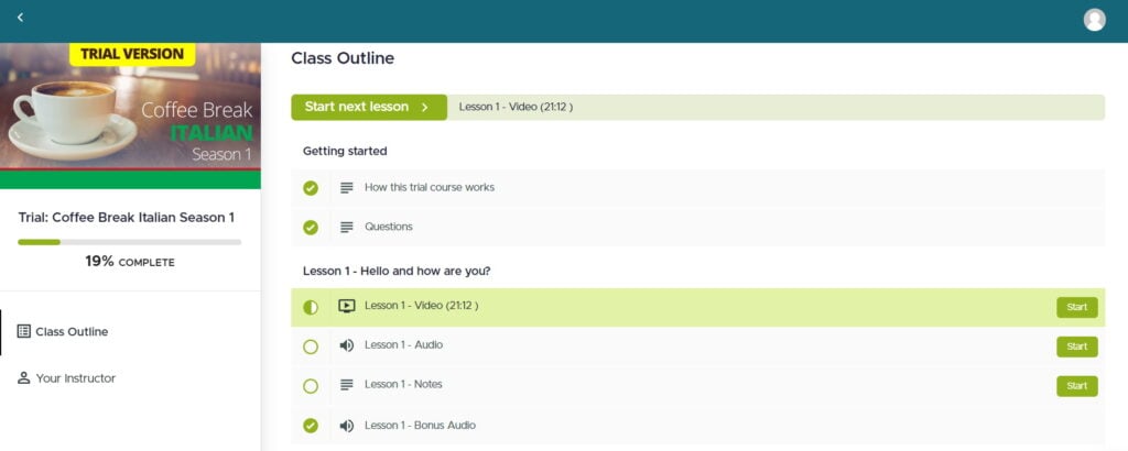 coffee break italian review homepage