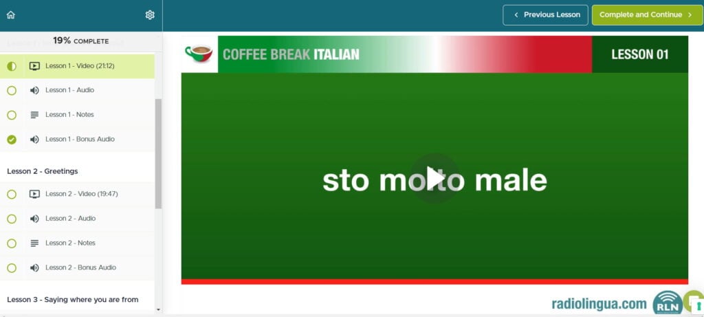 coffee break italian review lesson video