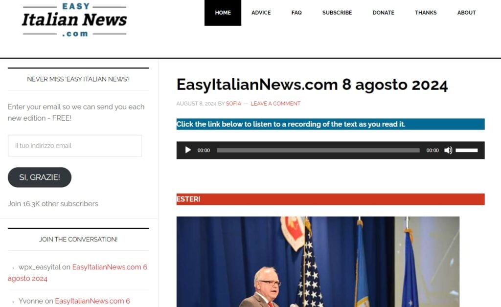 easy italian news review homepage