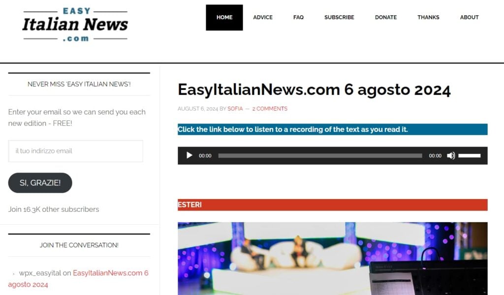 easy italian news review main page