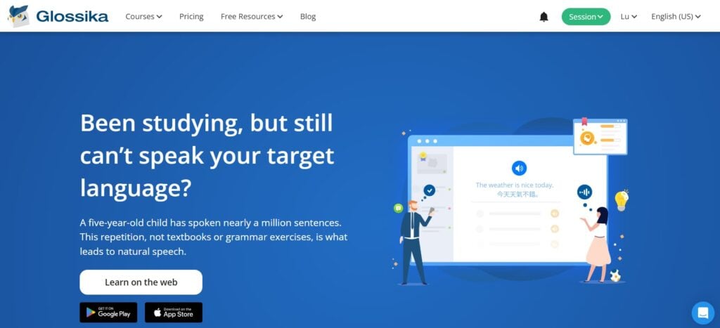 glossika italian review homepage