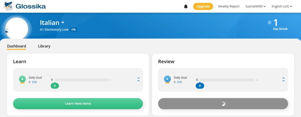 glossika italian review mainpage