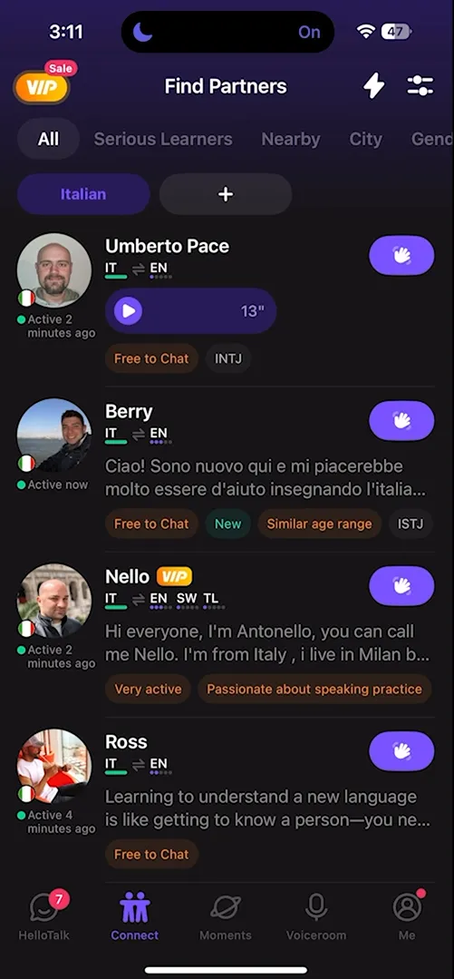 HelloTalk walkthrough screenshot 1
