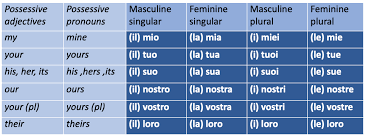 italian possesive adjectives 2