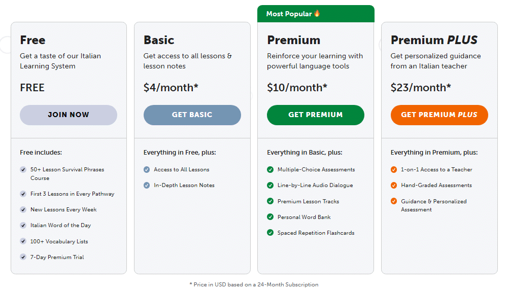 italianpod101 pricing