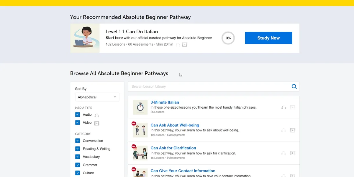 ItalianPod101 vocabulary tools