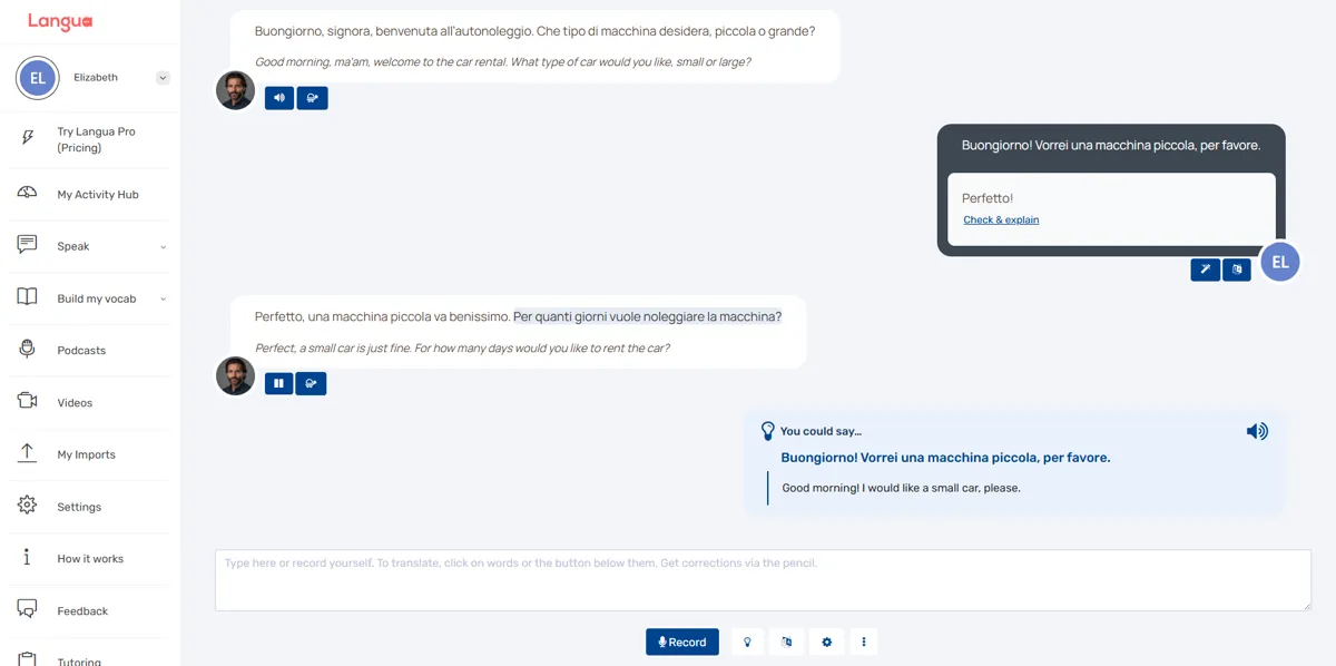 LanguaTalk vocabulary flashcards and word lists