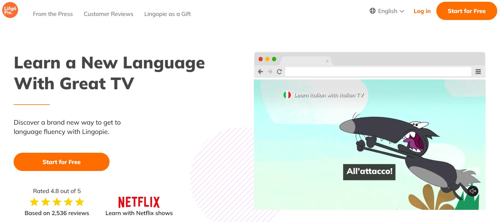 lingopie italian review main page