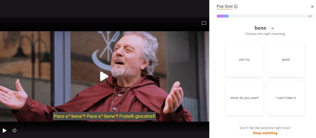 lingopie italian review quiz