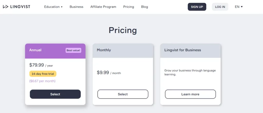 lingvist pricing