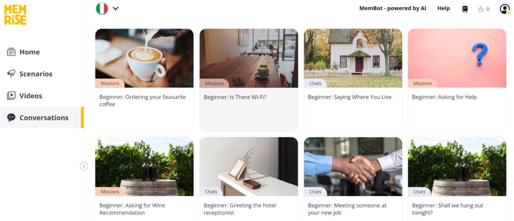 memrise review italian converstion
