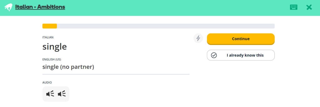 memrise review italian lesson one