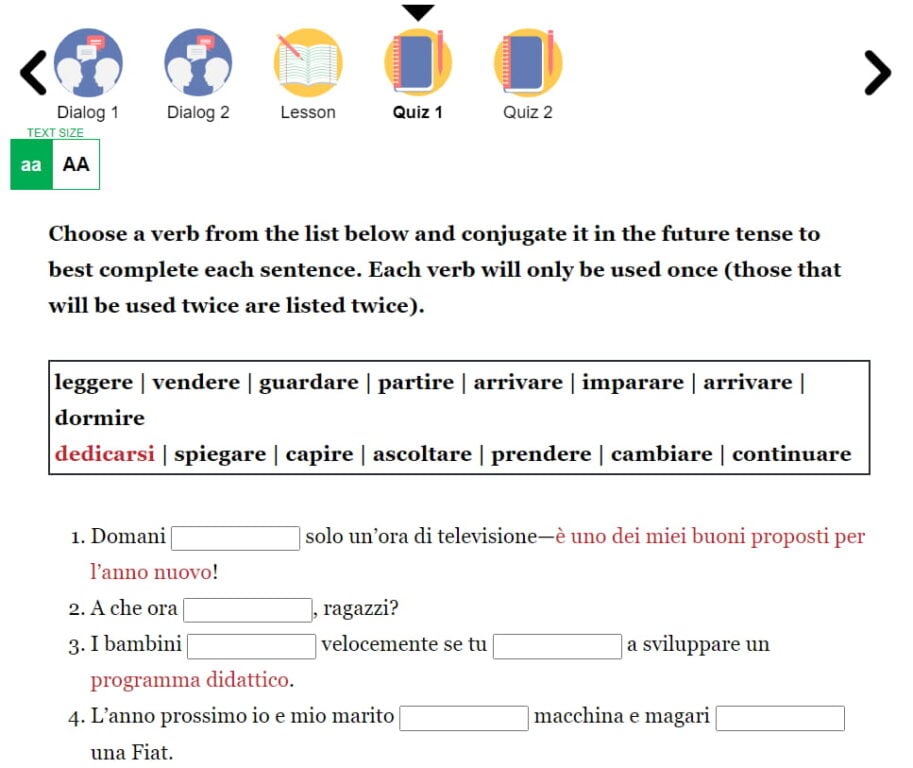 news in slow italia review lesson quiz