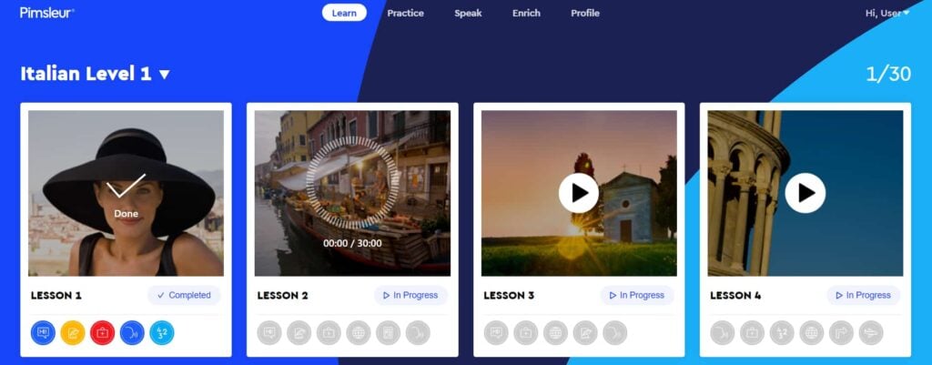pimsleur italian review home page