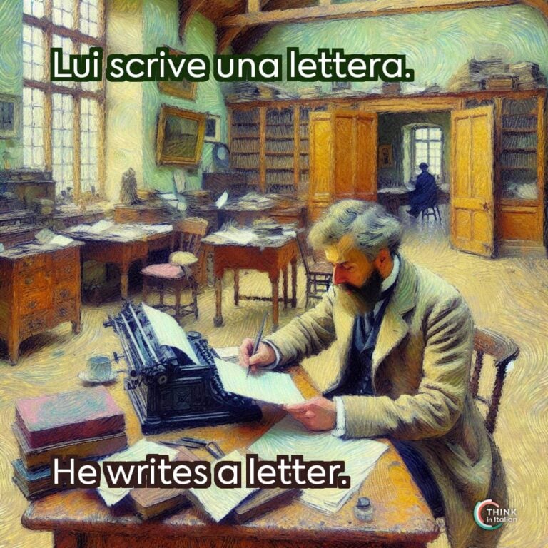 Lui scrive una lettera.