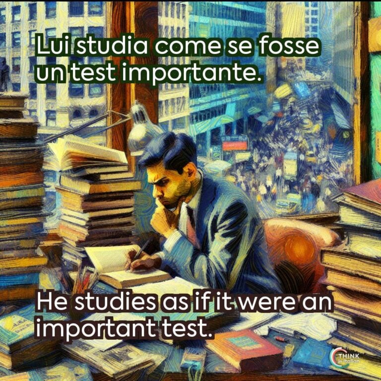 Lui studia come se fosse un test importante.