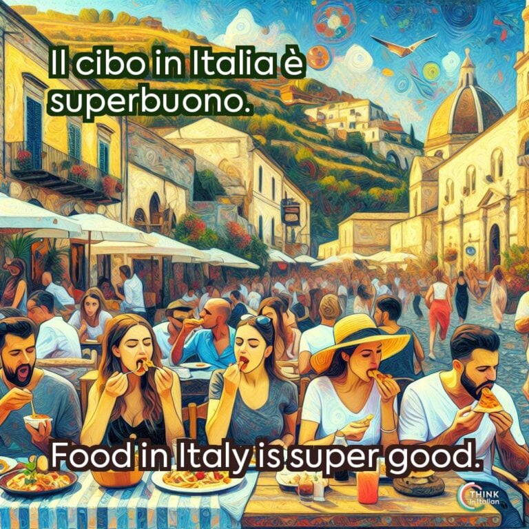 Il cibo in Italia è superbuono.
