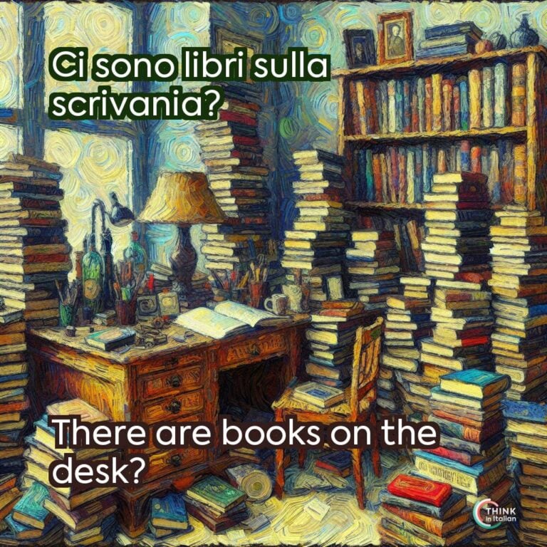 Ci sono libri sulla scrivania?