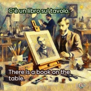 C'è un libro sul tavolo.