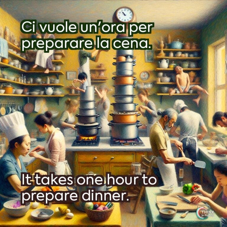 Ci vuole un'ora per preparare la cena.