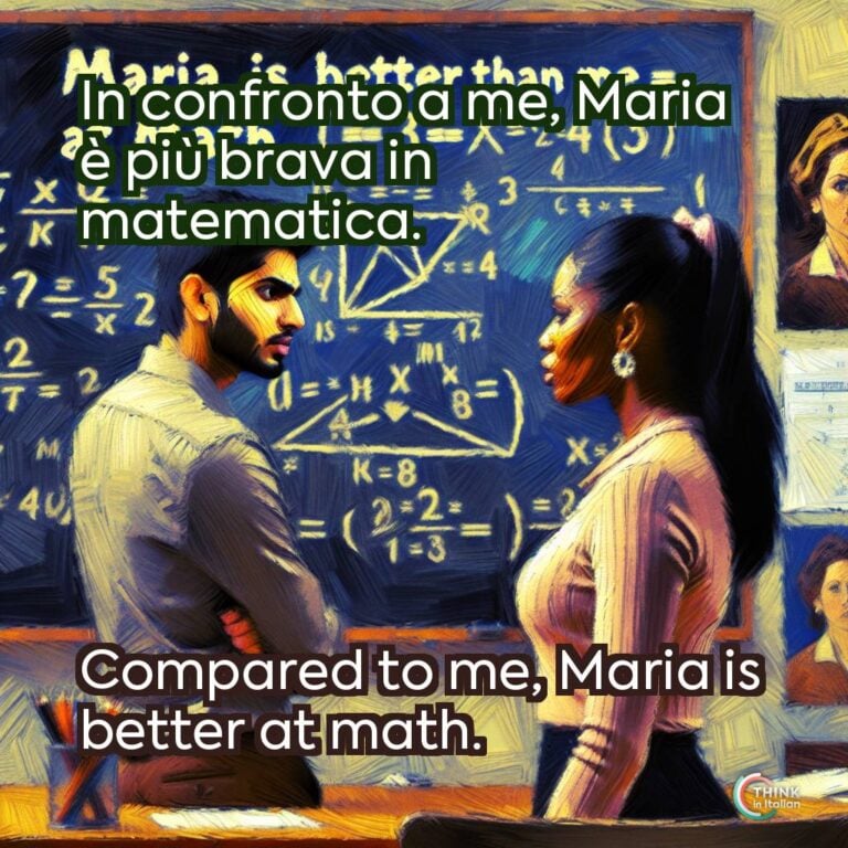 In confronto a me, Maria è più brava in matematica.
