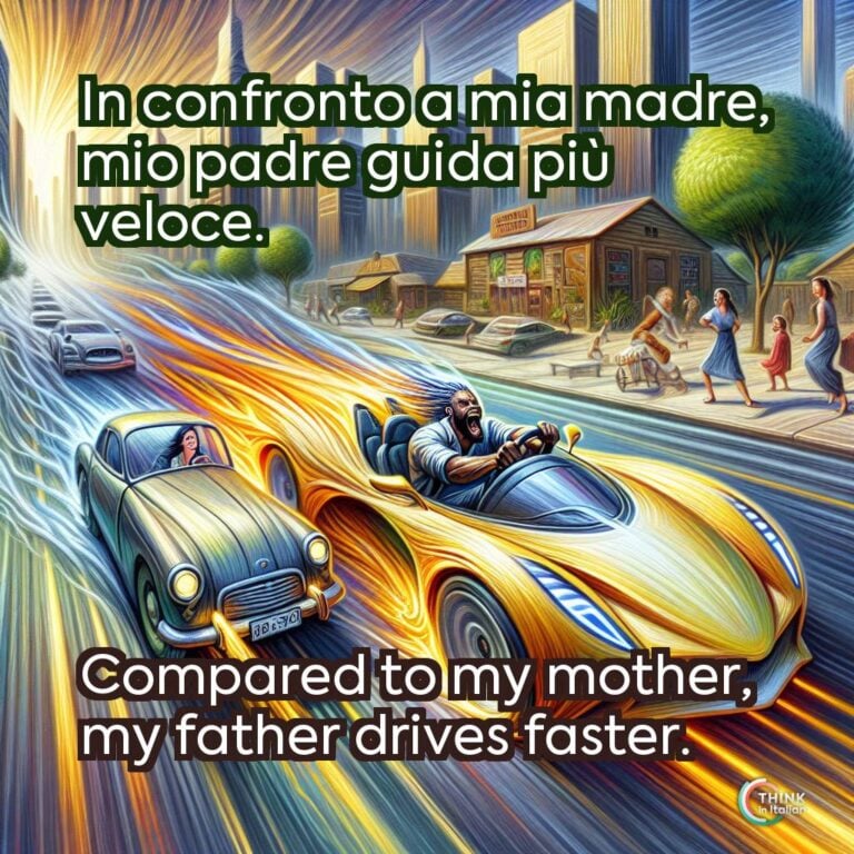 In confronto a mia madre, mio padre guida più veloce.