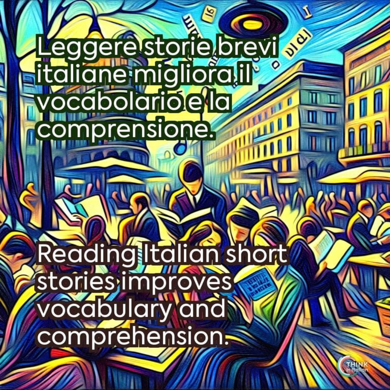 Leggere storie brevi italiane migliora il vocabolario e la comprensione.