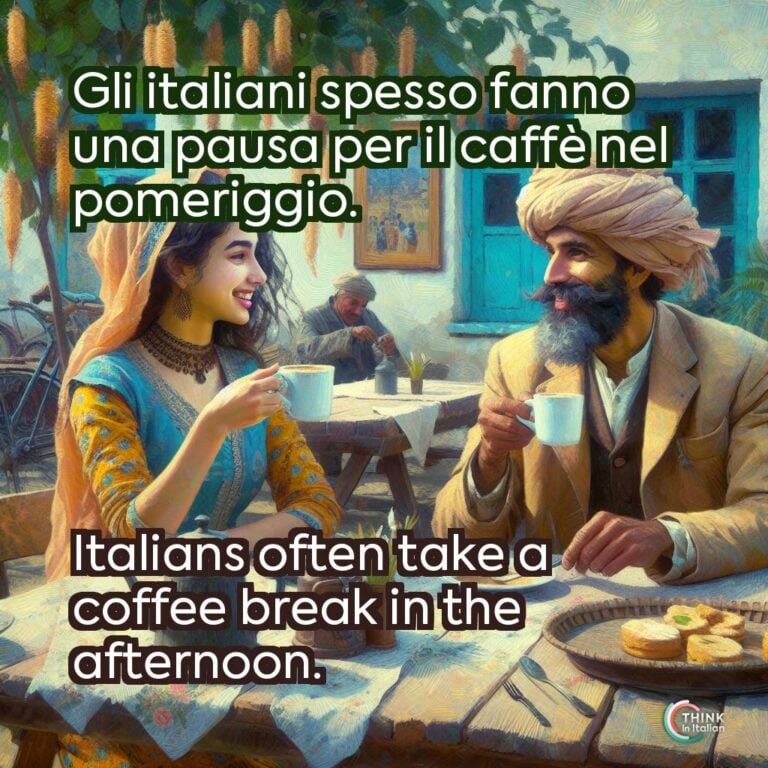 Gli italiani spesso fanno una pausa per il caffè nel pomeriggio.