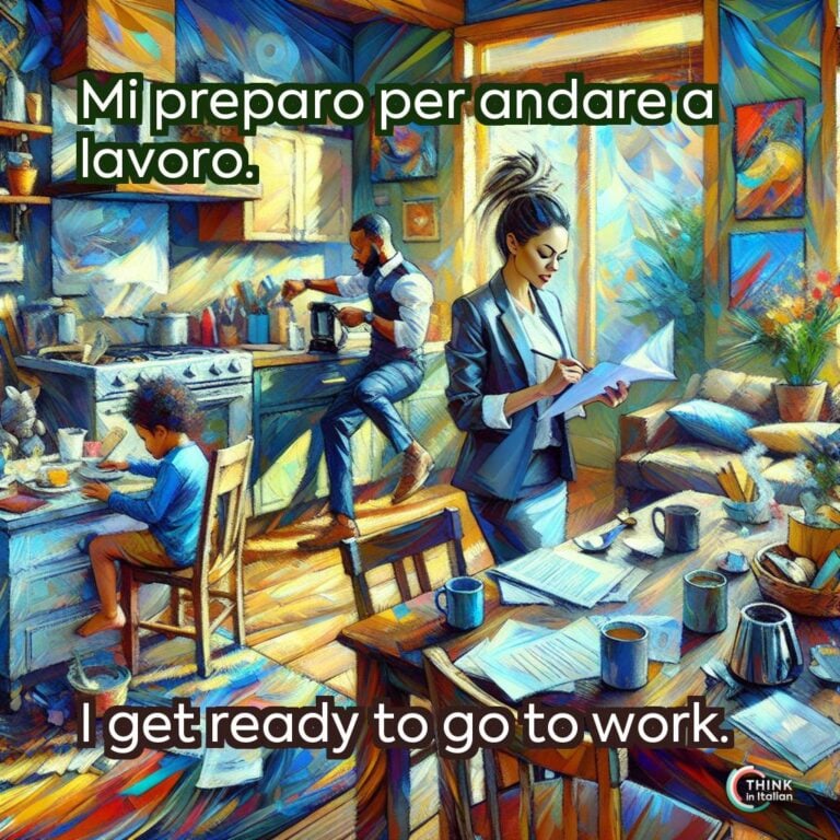 Mi preparo per andare a lavoro.