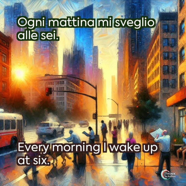 Ogni mattina mi sveglio alle sei.