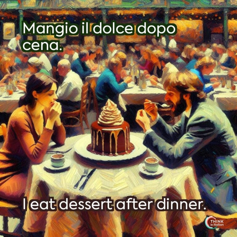 Mangio il dolce dopo cena.