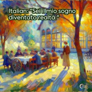 Italian: "Sei il mio sogno diventato realtà."