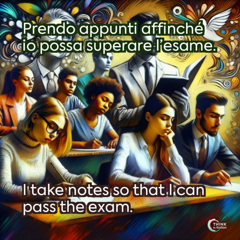 Prendo appunti affinché io possa superare l’esame.