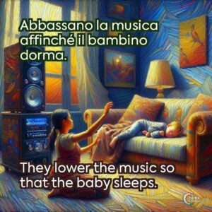 Abbassano la musica affinché il bambino dorma.