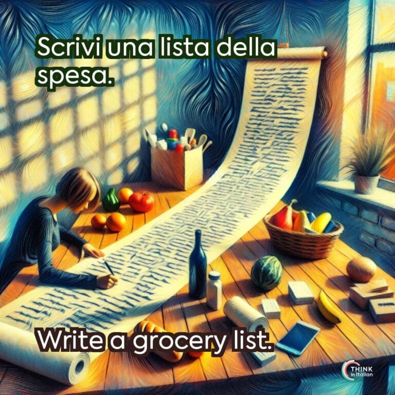 Scrivi una lista della spesa.