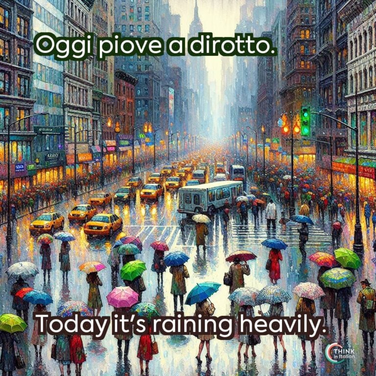 Oggi piove a dirotto.