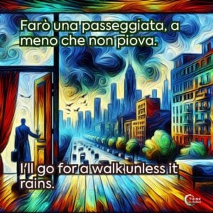 Farò una passeggiata, a meno che non piova.