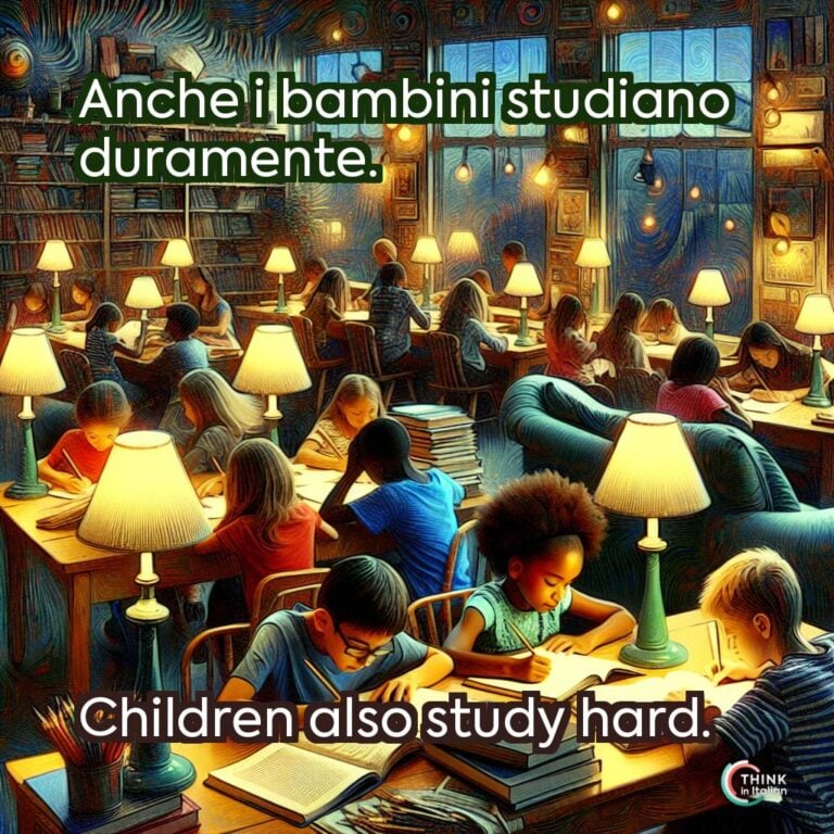 Anche i bambini studiano duramente.