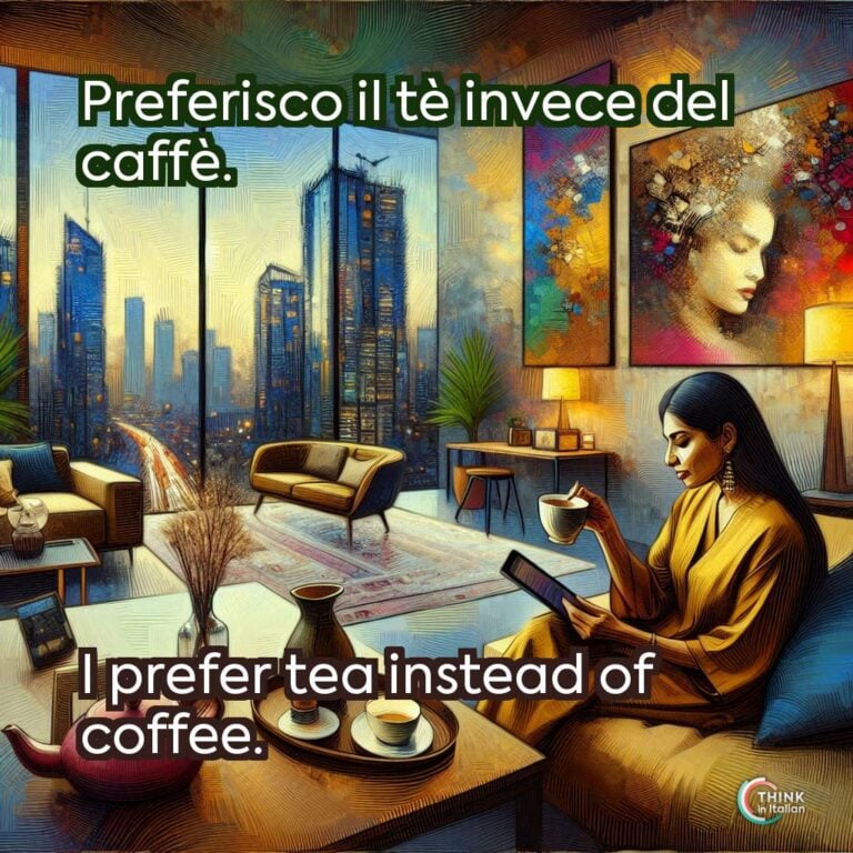 Preferisco il tè invece del caffè.