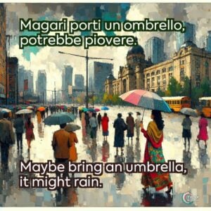 Magari porti un ombrello, potrebbe piovere.