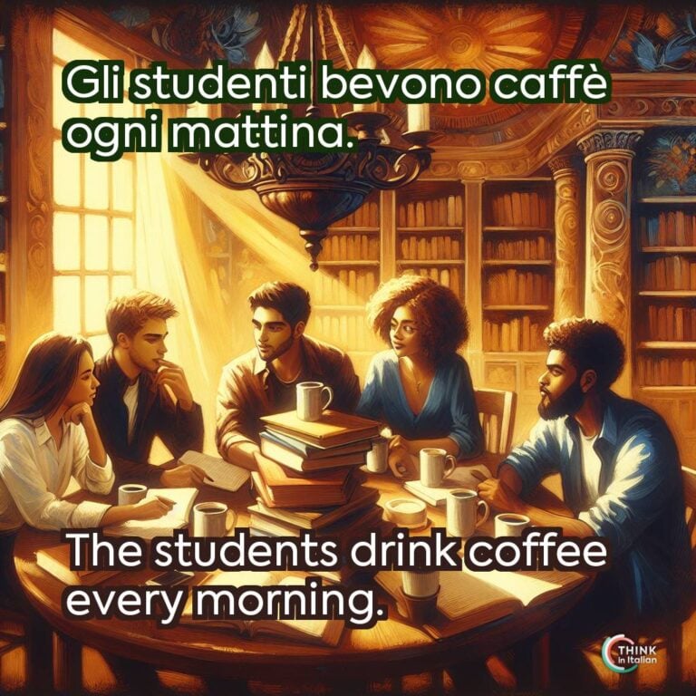 Gli studenti bevono caffè ogni mattina.