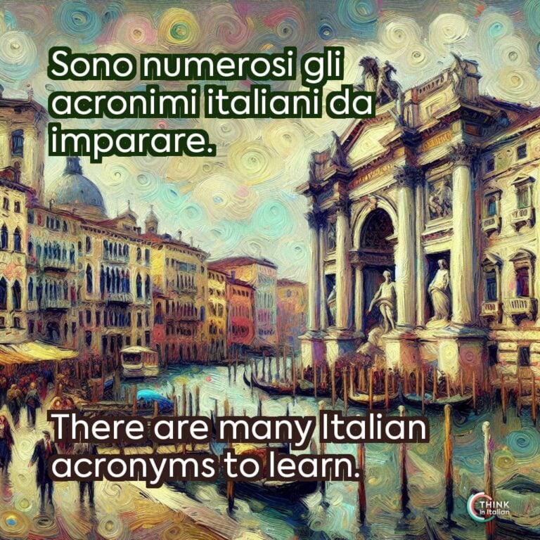 Sono numerosi gli acronimi italiani da imparare.