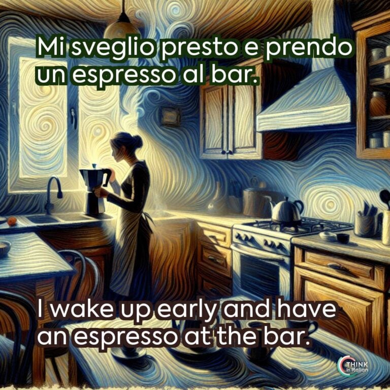 Mi sveglio presto e prendo un espresso al bar.  