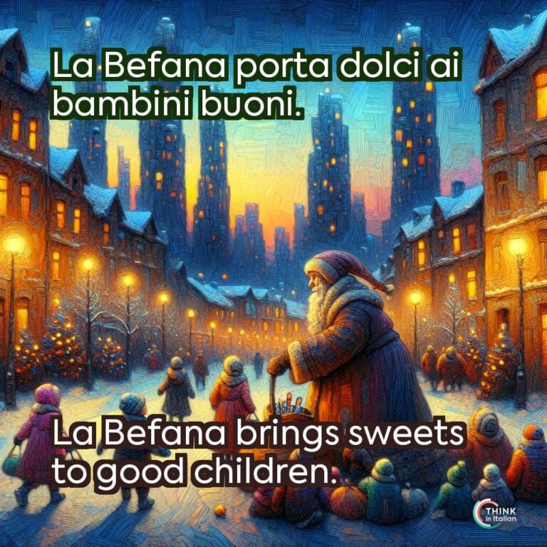 La Befana porta dolci ai bambini buoni.