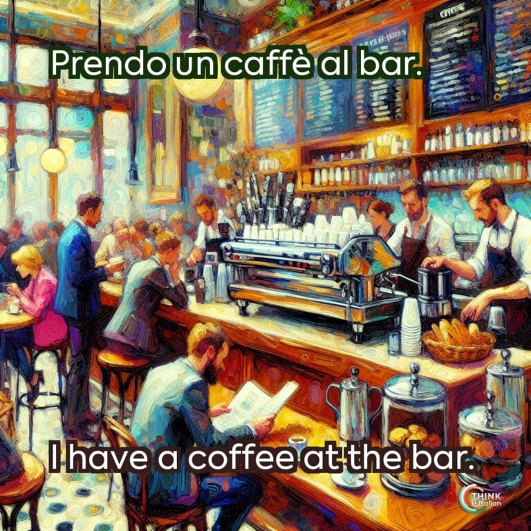 Prendo un caffè al bar.