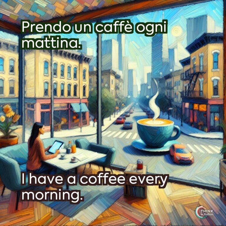 Prendo un caffè ogni mattina.